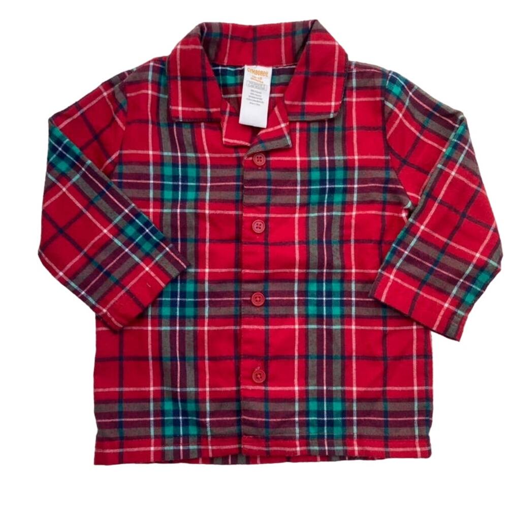 Gymboree Holiday Plaid Flannel Button Front Pajama Top - Red - 12-18M